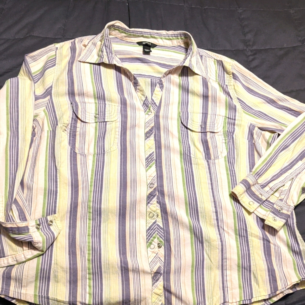 H&m Women's Button Up Shirt Stripe